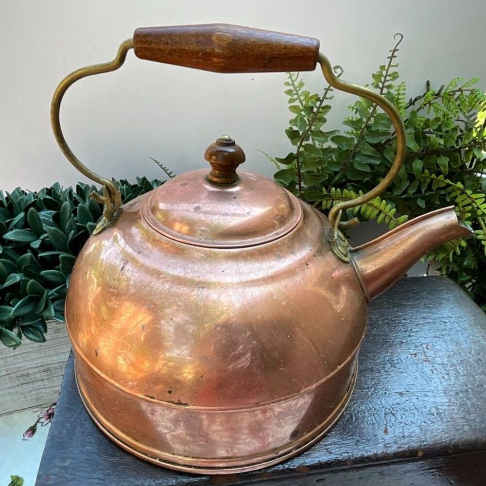 Copper tea pot antique copper tea kettle beautiful vintage pot